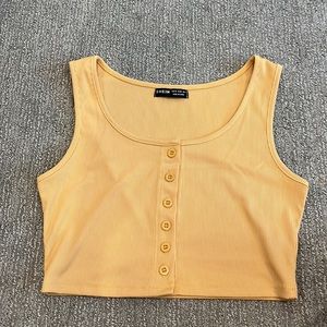 Medium Yellow Button-up Tank Top by Shein